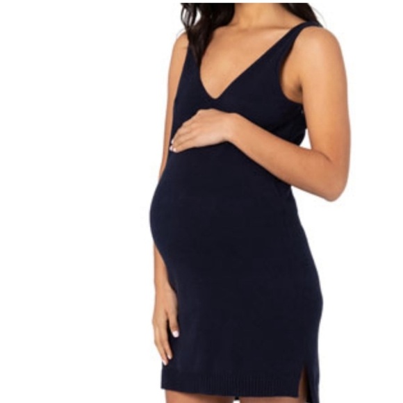 Elegant Blue Sleeveless Legoe Heritage Knit Maternity Dress Size 4-6 Maternity - Picture 1 of 10